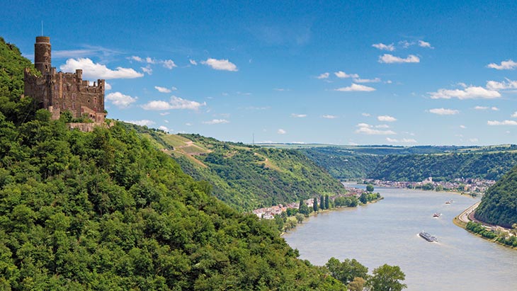 A view down the Rhine river in Germany